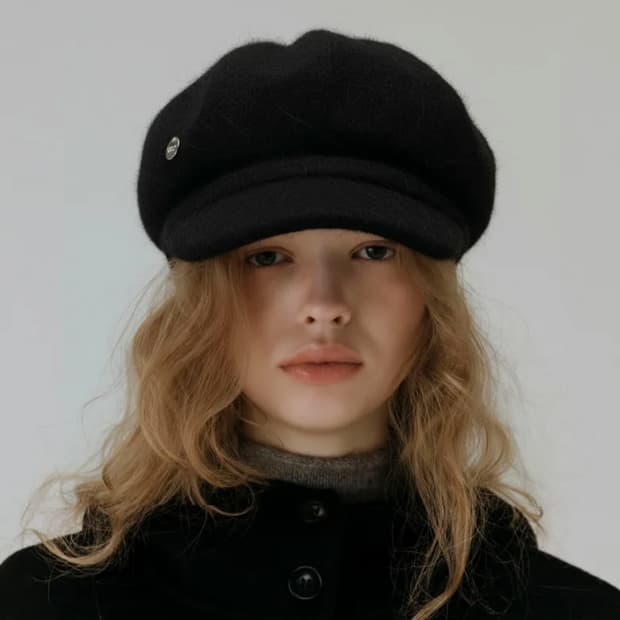 뉴욕웍스 앙고라 퍼프 뉴스보이캡 블랙 바잘 캉골