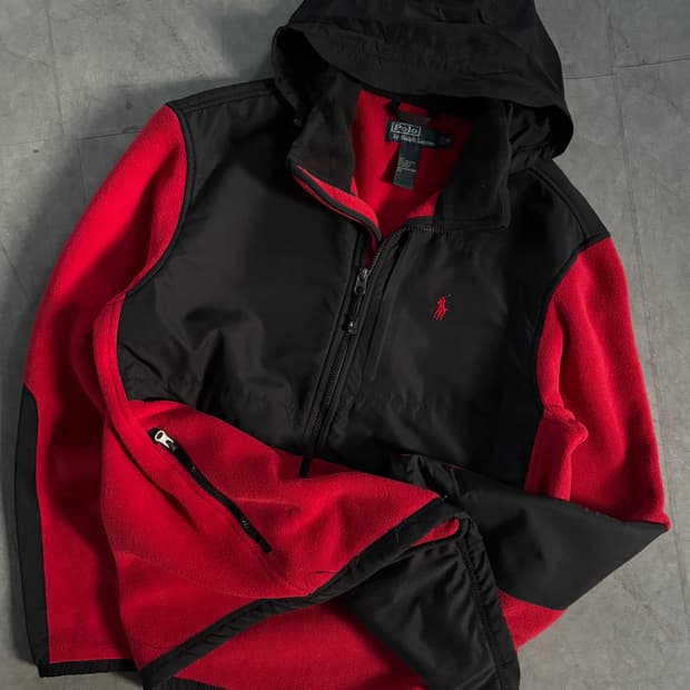 Polo 폴로 랄프로렌 레드/블랙 배색 데날리 플리스 자켓