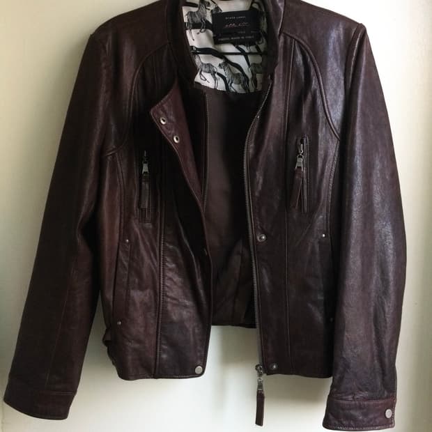 Brown zebra-patterned lambskin jacket