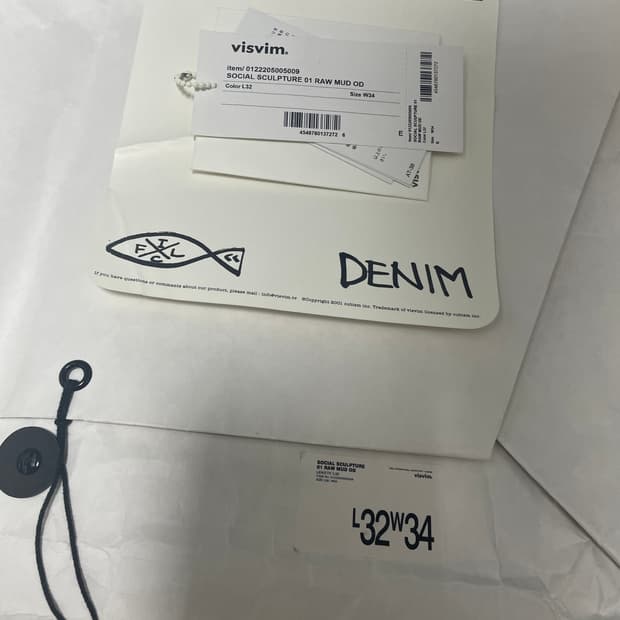 비즈빔 01 RAW MUD OD 데님 34 사이즈