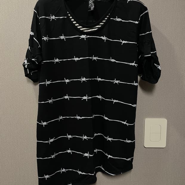 스트라이프 레이어드 반팔 탑