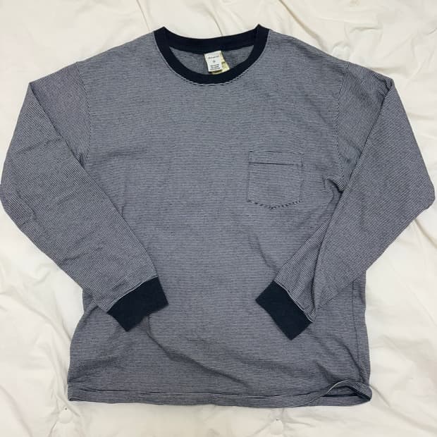 카키스 스트라이프 긴팔 티셔츠 네이비 3사이즈