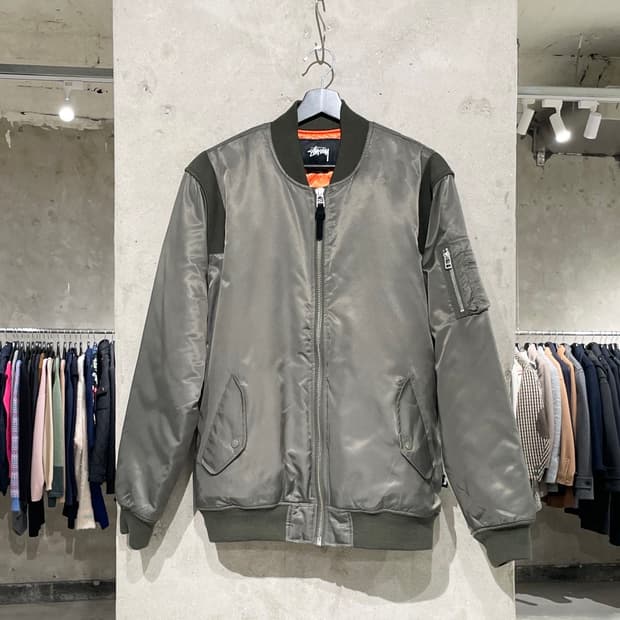 스투시 올리브 ma-1 나일론 봄버 자켓