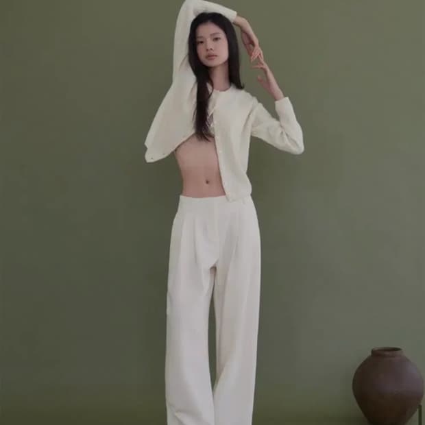 ODS GAVE WOOL SLACKS - 크림 L