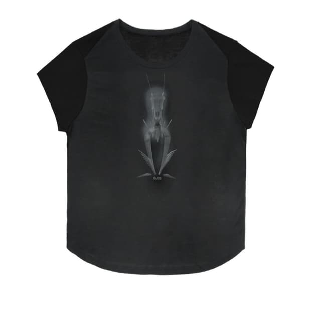 오호스 티셔츠 Ojos sheer knit half top black