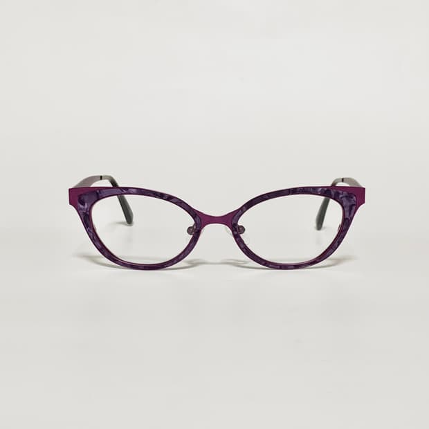 1000 빈티지안경 캣아이 안경테 가벼운 메탈 안경 마블 패턴 퍼플