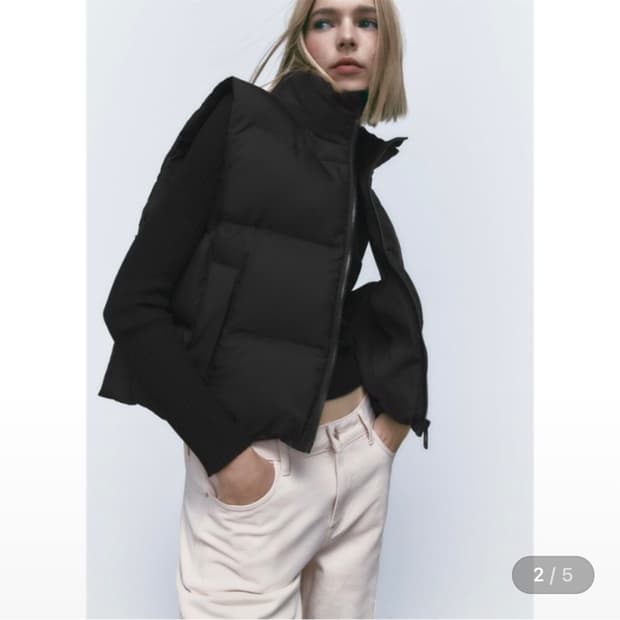 자라 패딩 베스트 조끼 블랙 XS