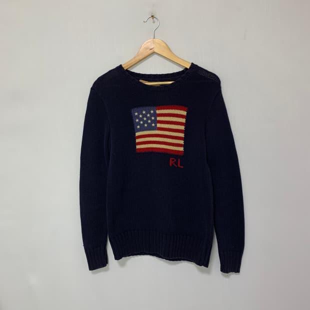 폴로 랄프로렌 성조기 니트 네이비 빈티지 스웨터 키즈 여성M-L