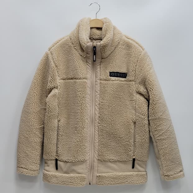GUESS 21FW 게스 플리스 집업 자켓 / 남 L 아이보리 브라운
