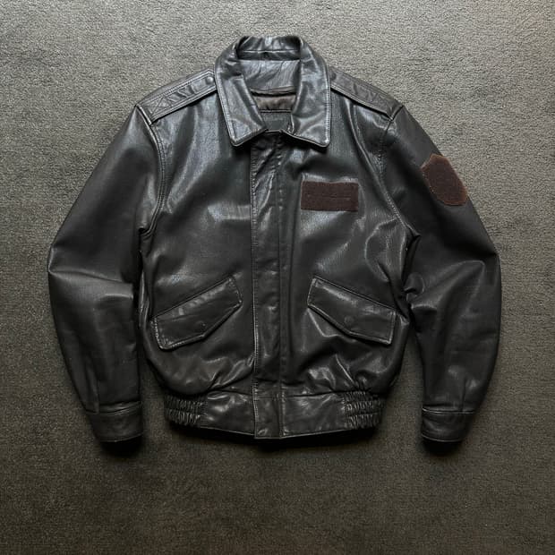 빈티지 A-2 플라이트 가죽 자켓 다크 브라운 M