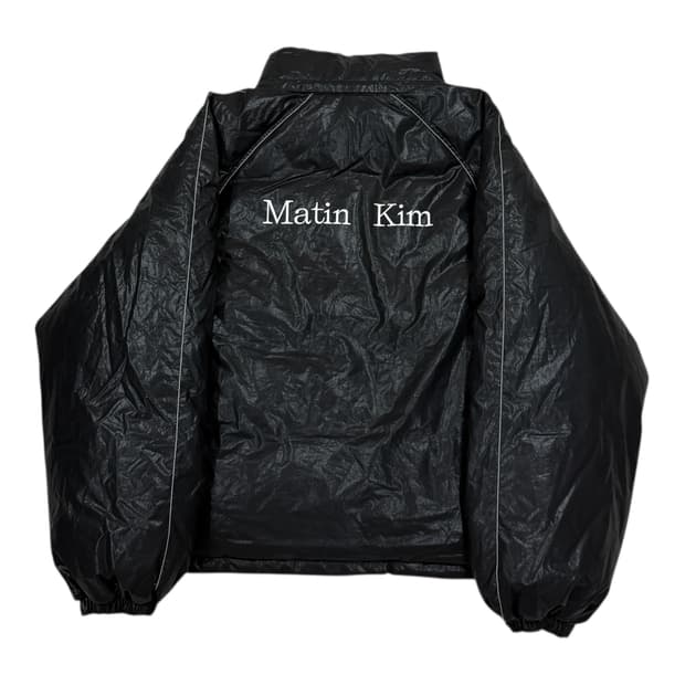 마뗑킴 마뗑 로고 코팅 다운 점퍼 패딩 블랙 L
