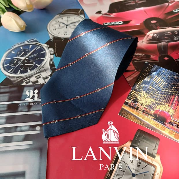 랑방 실크 네이비 스트라이프 넥타이 9cm B등급 A19240
