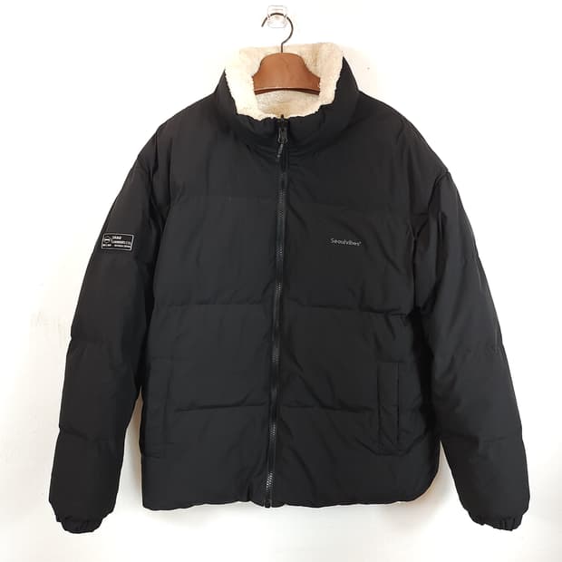 스파오 검정 양털 리버시블 패딩 105 XL