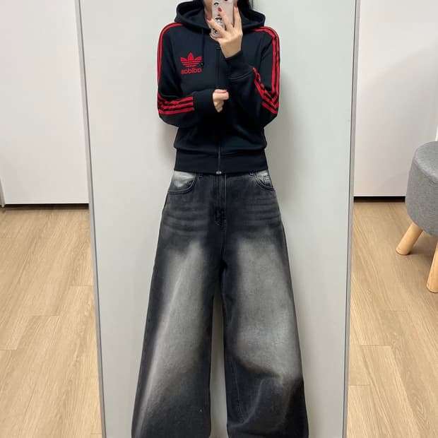 아디다스 파이어버드 검빨 후드 트랙탑 져지