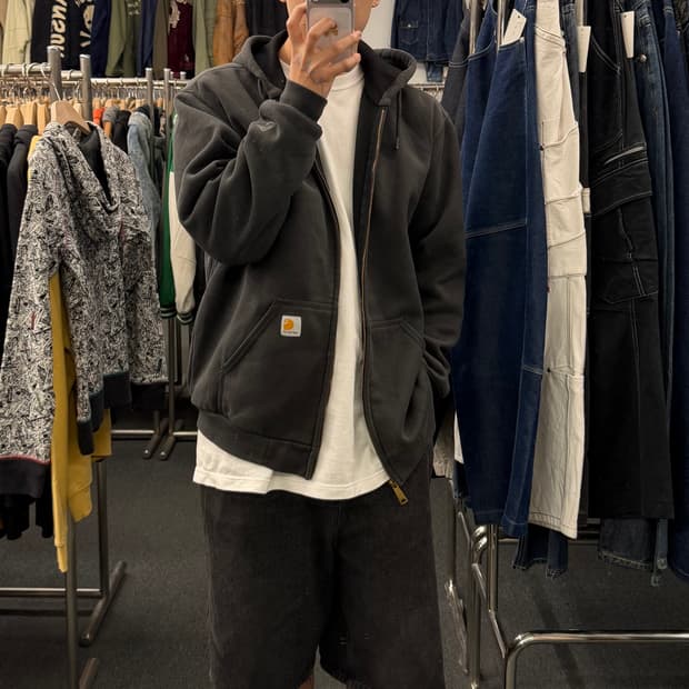 M)칼하트 빈티지 워싱 차콜 후드집업