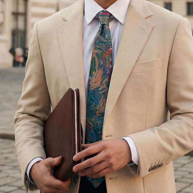 시나왓라 타이 실크 블루 아트 패턴 넥타이 9.6cm B등급 A19437