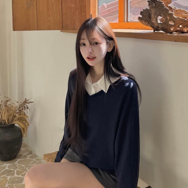 카인다미 브이넥 니트 티