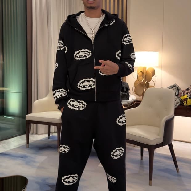 코르테이즈x데님티어즈 스웻팬츠 블랙 corteiz crtz