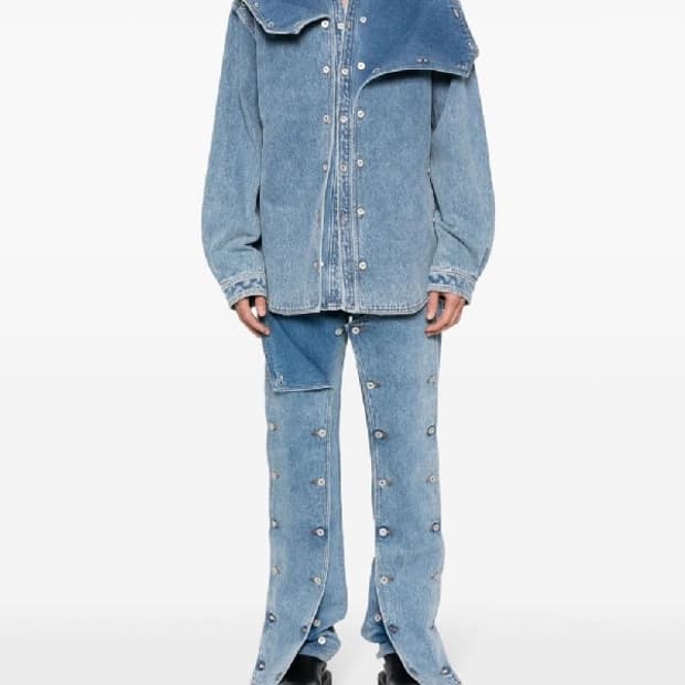 와이프로젝트 23FW 스냅 오프 데님 셔츠 헤비SW 블루 L사이즈 새상품