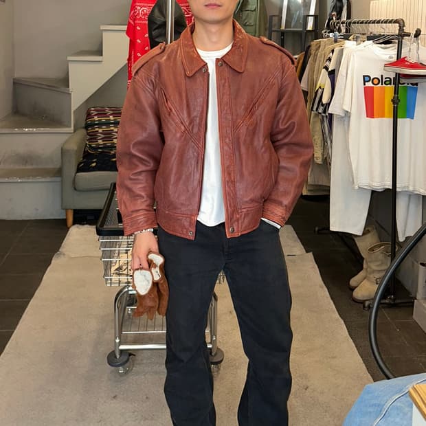 90’s Japanese Shel leather aging jacket