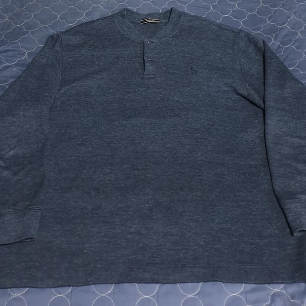 (22s) 헤지스 헨리넥 카라 코튼니트 롱슬리브 네이비 (110)