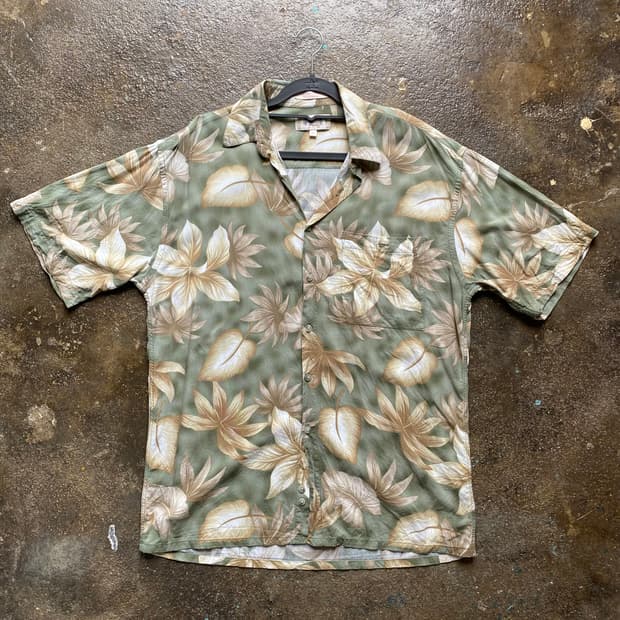 빈티지 반팔 하와이안 셔츠 그린