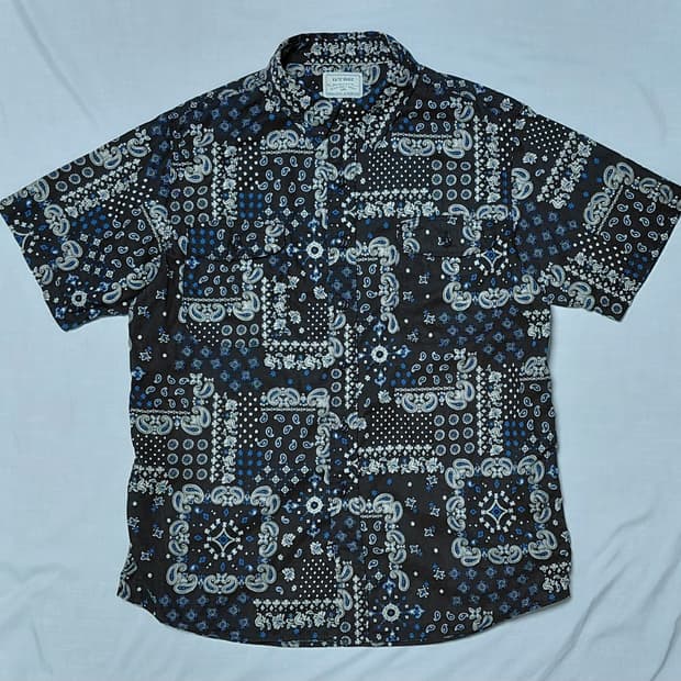 [M] KATO' BASIC 카토 베이직 반다나 패치워크 패턴 반팔 셔츠