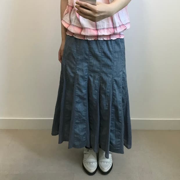빈티지 린넨 레이스 롱스커트