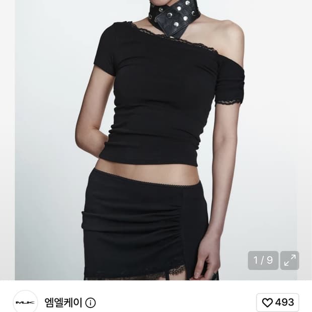 엠엘케이 언발란스 레이스 반팔 탑