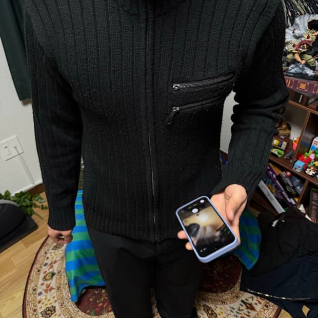 일본 빈티지 지퍼 집업 가디건 블랙 