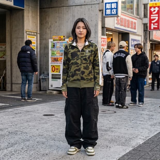 베이프 카모 녹계 사루 저지 트랙탑