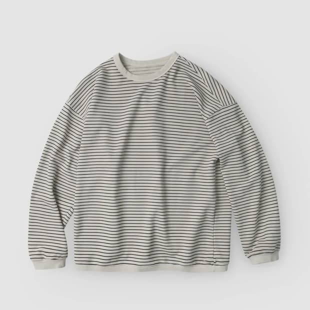 인더스트 피그다잉 이지 스트라이프 맨투맨티셔츠_아이보리 M