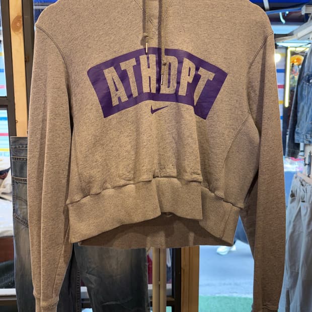 나이키 어센틱 그레이 크롭 후드티