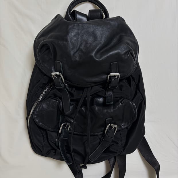 디에이디 sheepskin backpack 가죽 나일론 백팩 