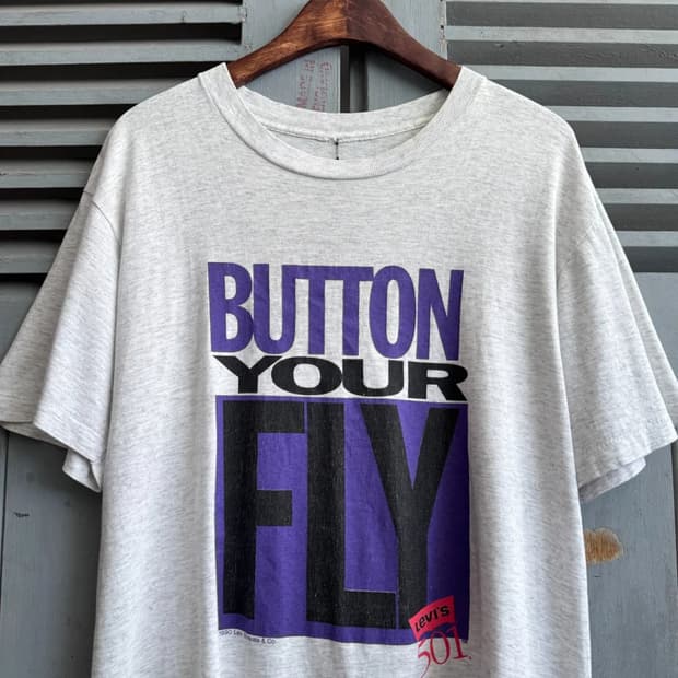 [L]1990 리바이스 BUTTON YOUR FLY 프로모 티셔츠