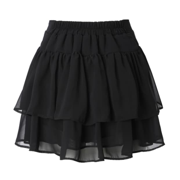 쓰리타임즈 스완 쉬폰 스커트 블랙 s
