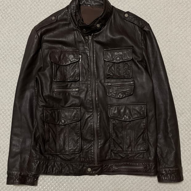 웨스턴 무드 이태리 램스킨 양가죽 포켓 레더 자켓