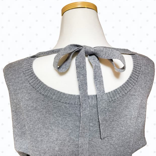 🩶빈티지 백리본 브이넥 그레이 니트 원피스