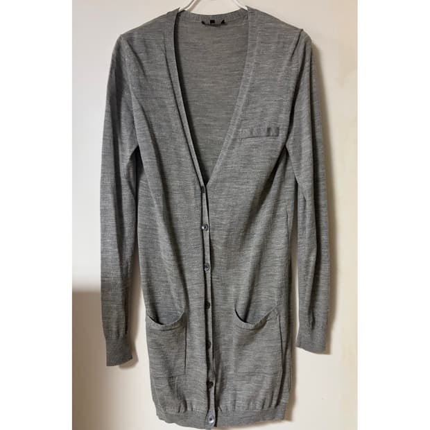 theory 띠어리 브이넥 롱 가디건 그레이