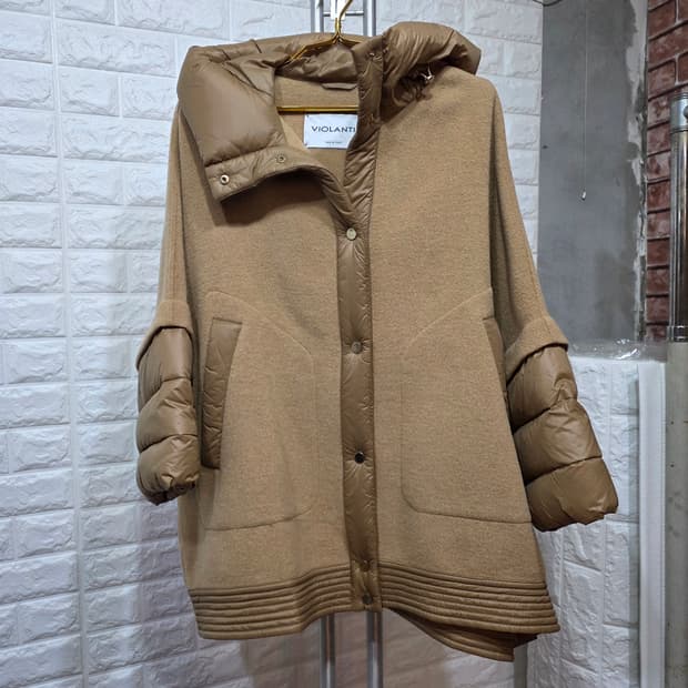 VIOLANTI 패딩 후드 코트 카멜