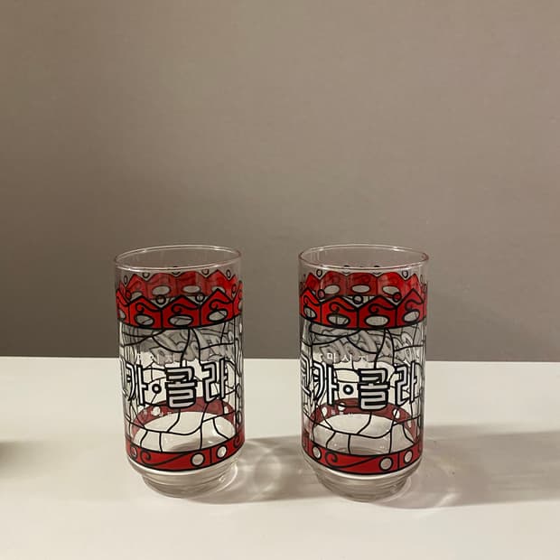 코카콜라 빈티지 유리컵 2개 세트