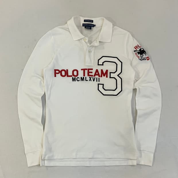 폴로 랄프로렌 딱붙핏 치프키프 롱슬리브 카라티 화이트