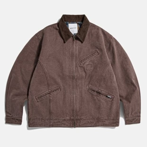 에스피오나지 워시드 캔버스 블루종 워크자켓 (버건디)