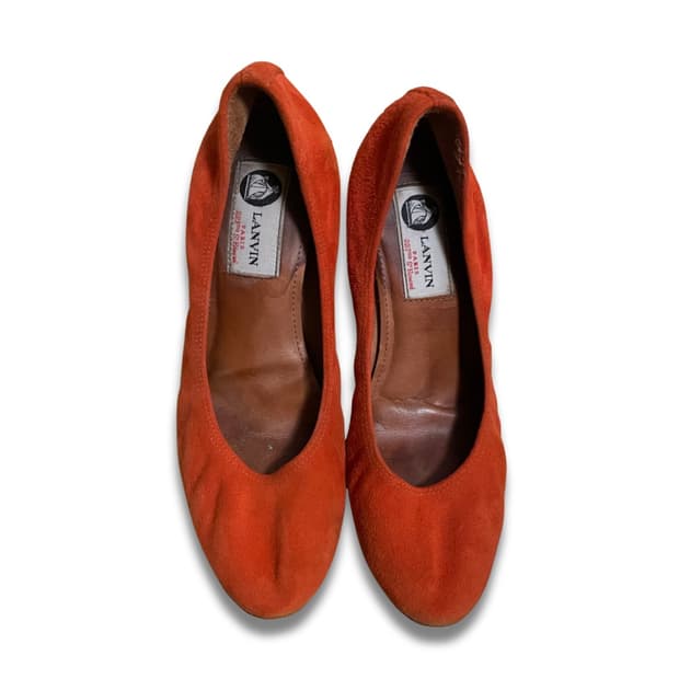 LANVIN Orange 🍊 Suede Block Heel 230