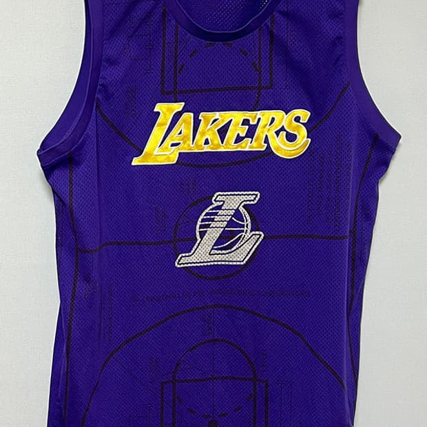 NBA LA레이커스 코트라인 메쉬 남자 농구 져지 나시 XL 105