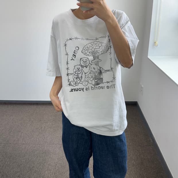 Obey 오베이 그래픽 포인트 화이트 반팔