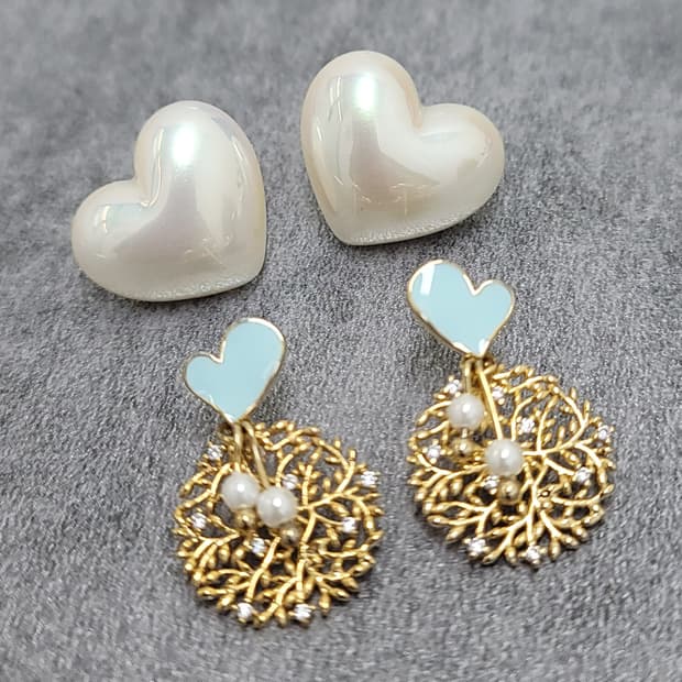 heart earrings set