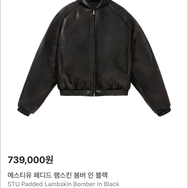 STU 램스킨 패딩 봄버 블랙M