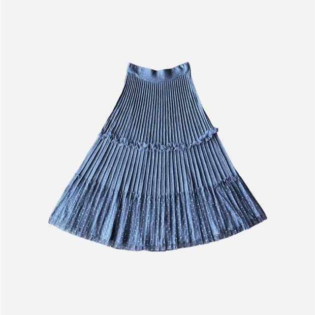 Knit pleats × Dotted mesh Skirt