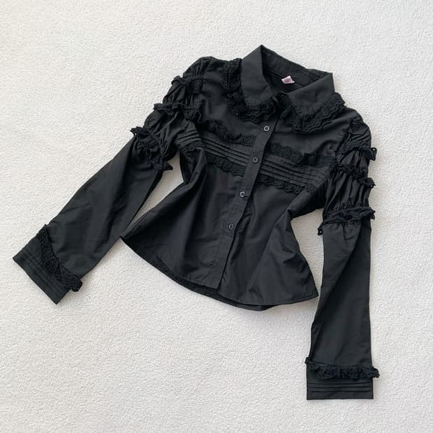 블랙 양지뢰 2way 블라우스